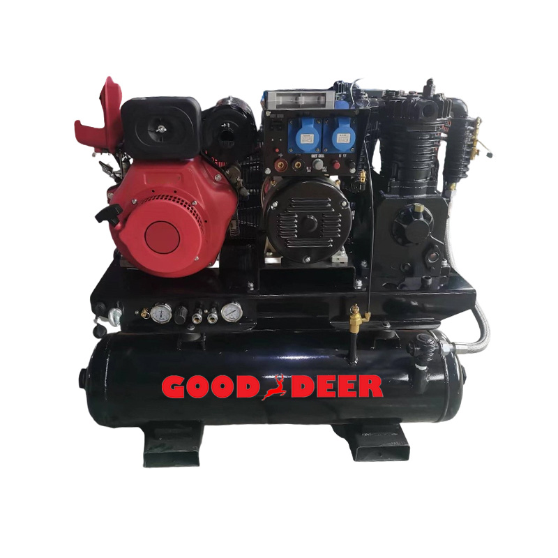 3-in-1 dieselluchtcompressor met dubbele tank